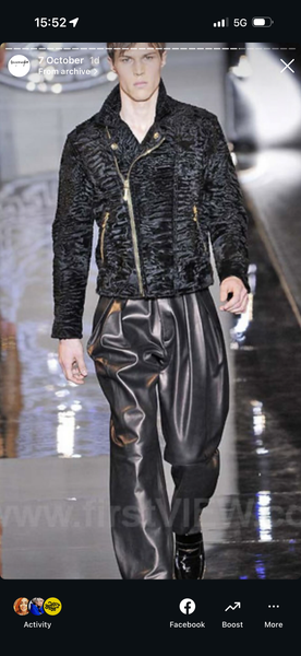 Versace AW2013 мъжки панталон от естествена кожа