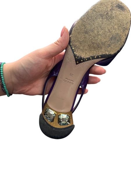Gucci Arielle Eel Swarovski обувки на нисък ток