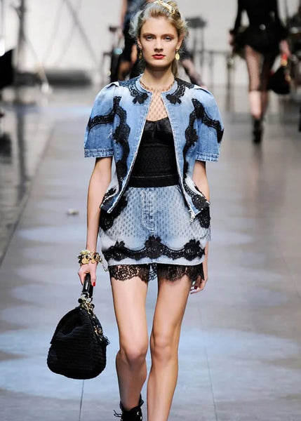 Dolce & Gabbana S/S 2010 дънкова пола с дантела